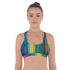 Line Rope Fiber Close Up Multicoloured Background Cross Back Sports Bra by Wegoenart