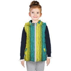 Line Rope Fiber Close Up Multicoloured Background Kids  Hooded Puffer Vest by Wegoenart