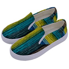 Line Rope Fiber Close Up Multicoloured Background Kids  Canvas Slip Ons by Wegoenart