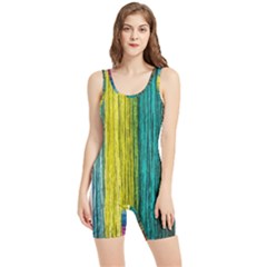 Line Rope Fiber Close Up Multicoloured Background Women s Wrestling Singlet by Wegoenart