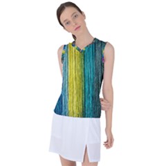 Line Rope Fiber Close Up Multicoloured Background Women s Sleeveless Sports Top by Wegoenart