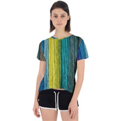 Line Rope Fiber Close Up Multicoloured Background Open Back Sport Tee by Wegoenart