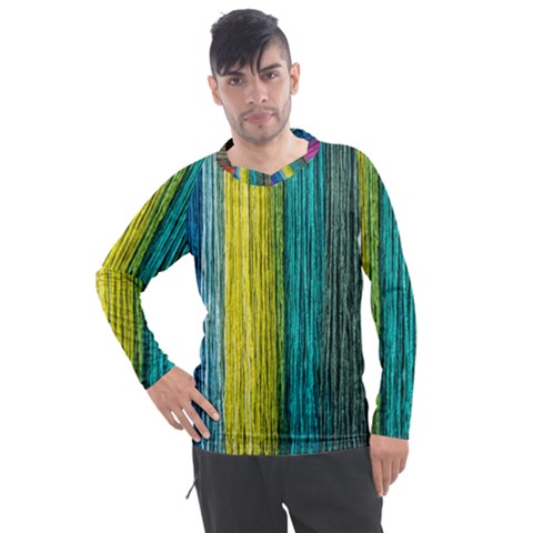 Line Rope Fiber Close Up Multicoloured Background Men s Pique Long Sleeve Tee by Wegoenart