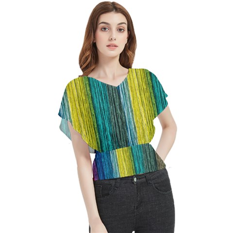 Line Rope Fiber Close Up Multicoloured Background Butterfly Chiffon Blouse by Wegoenart