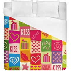 Multicolored Gift Wrap Decor Love Colorful Hearts I Love You Duvet Cover (king Size) by Wegoenart