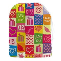 Multicolored Gift Wrap Decor Love Colorful Hearts I Love You Drawstring Pouch (3xl) by Wegoenart