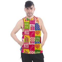 Multicolored Gift Wrap Decor Love Colorful Hearts I Love You Men s Sleeveless Hoodie by Wegoenart