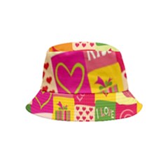 Multicolored Gift Wrap Decor Love Colorful Hearts I Love You Bucket Hat (kids) by Wegoenart