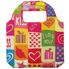 Multicolored Gift Wrap Decor Love Colorful Hearts I Love You Foldable Grocery Recycle Bag by Wegoenart