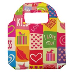 Multicolored Gift Wrap Decor Love Colorful Hearts I Love You Premium Foldable Grocery Recycle Bag by Wegoenart