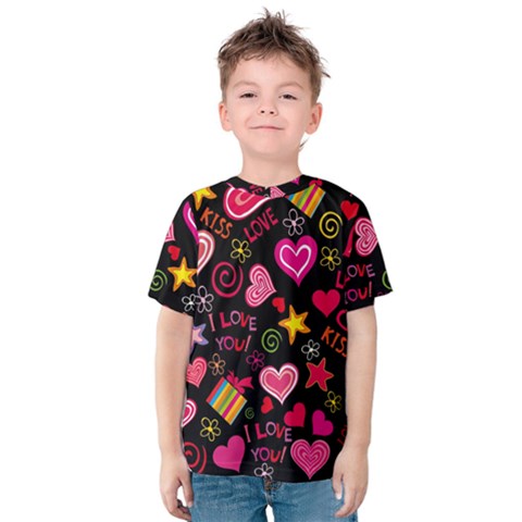 Multicolored Wallpaper, Love Vector Hearts Background Romantic Kids  Cotton Tee by Wegoenart