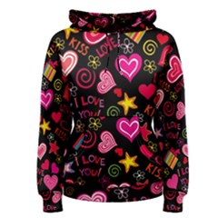 Multicolored Wallpaper, Love Vector Hearts Background Romantic Women s Pullover Hoodie by Wegoenart