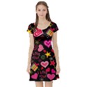 Multicolored Wallpaper, Love Vector Hearts Background Romantic Short Sleeve Skater Dress View1