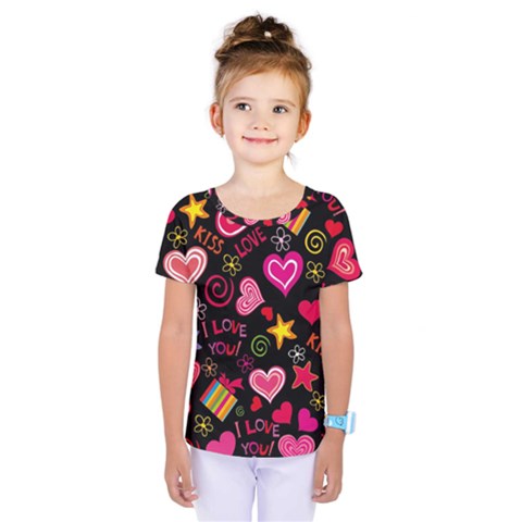 Multicolored Wallpaper, Love Vector Hearts Background Romantic Kids  One Piece Tee by Wegoenart