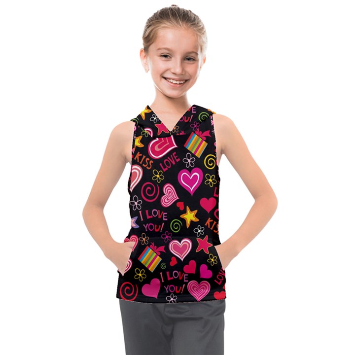 Multicolored Wallpaper, Love Vector Hearts Background Romantic Kids  Sleeveless Hoodie