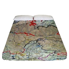 Misc Map Wallpaper Fitted Sheet (queen Size) by Wegoenart