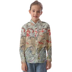 Misc Map Wallpaper Kids  Long Sleeve Shirt by Wegoenart