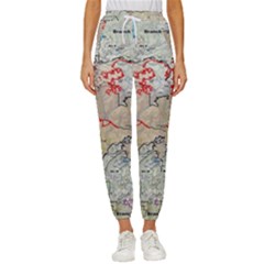 Misc Map Wallpaper Cropped Drawstring Pants by Wegoenart