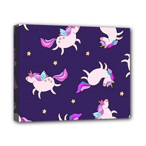 Fantasy Fat Unicorn Horse-pattern Fabric Design Canvas 10  X 8  (stretched) by Wegoenart