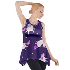 Fantasy Fat Unicorn Horse-pattern Fabric Design Side Drop Tank Tunic by Wegoenart