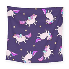 Fantasy Fat Unicorn Horse-pattern Fabric Design Square Tapestry (large) by Wegoenart