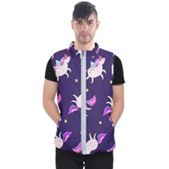 Fantasy Fat Unicorn Horse-pattern Fabric Design Men s Puffer Vest by Wegoenart