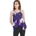 Fantasy Fat Unicorn Horse-pattern Fabric Design Flowy Camisole Tank Top View1