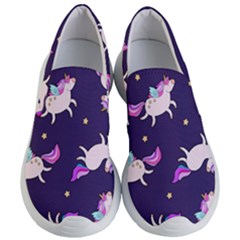 Fantasy Fat Unicorn Horse-pattern Fabric Design Women s Lightweight Slip Ons by Wegoenart