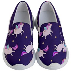 Fantasy Fat Unicorn Horse-pattern Fabric Design Kids Lightweight Slip Ons by Wegoenart