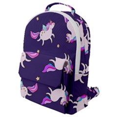 Fantasy Fat Unicorn Horse-pattern Fabric Design Flap Pocket Backpack (small) by Wegoenart