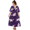 Fantasy Fat Unicorn Horse-pattern Fabric Design Kimono Sleeve Boho Dress View2