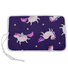 Fantasy Fat Unicorn Horse-pattern Fabric Design Pen Storage Case (s) by Wegoenart