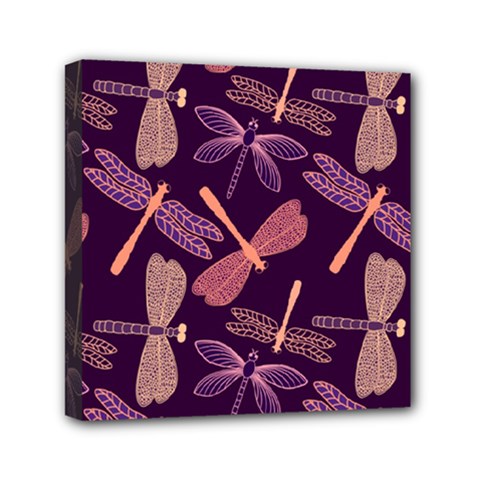 Dragonfly Pattern Design Mini Canvas 6  X 6  (stretched) by Wegoenart