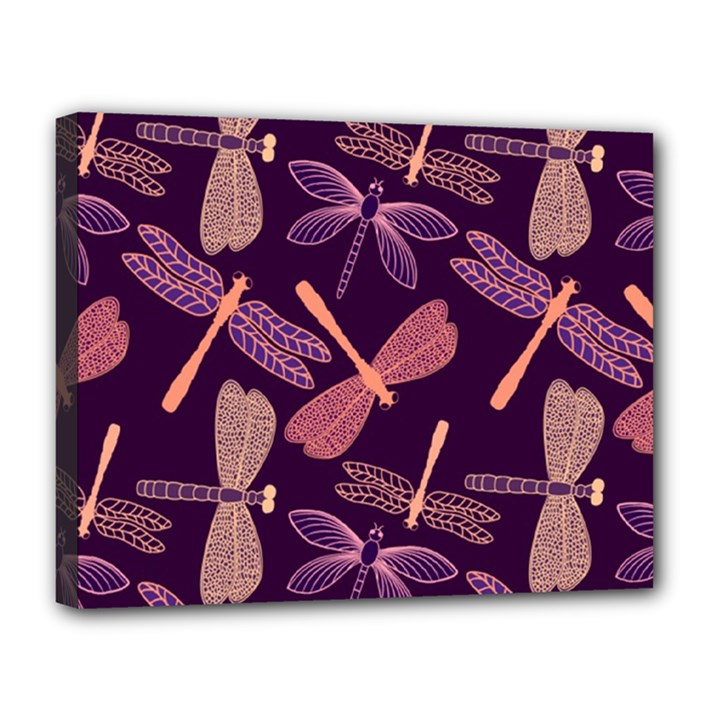 Dragonfly Pattern Design Canvas 14  x 11  (Stretched)