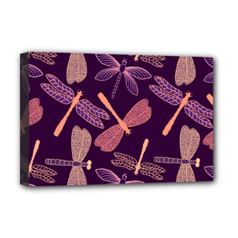 Dragonfly Pattern Design Deluxe Canvas 18  X 12  (stretched) by Wegoenart