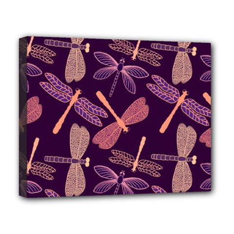 Dragonfly Pattern Design Deluxe Canvas 20  X 16  (stretched) by Wegoenart