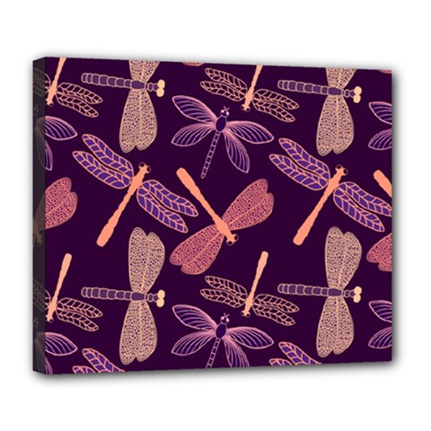 Dragonfly Pattern Design Deluxe Canvas 24  X 20  (stretched) by Wegoenart