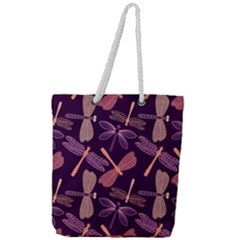 Dragonfly Pattern Design Full Print Rope Handle Tote (large) by Wegoenart