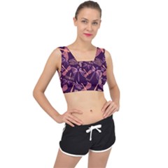 Dragonfly Pattern Design V-back Sports Bra by Wegoenart