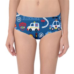 Car Cars Seamless Pattern Vector Rescue Team Cartoon Mid-waist Bikini Bottoms by Wegoenart