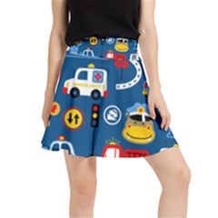 Car Cars Seamless Pattern Vector Rescue Team Cartoon Waistband Skirt by Wegoenart