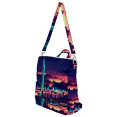 Cityscape Building Painting 3d City Illustration Crossbody Backpack by danenraven