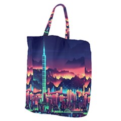 Cityscape Building Painting 3d City Illustration Giant Grocery Tote by danenraven