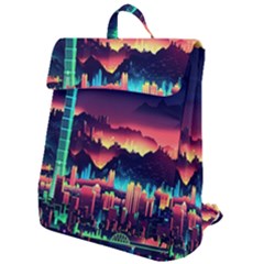 Cityscape Building Painting 3d City Illustration Flap Top Backpack by danenraven