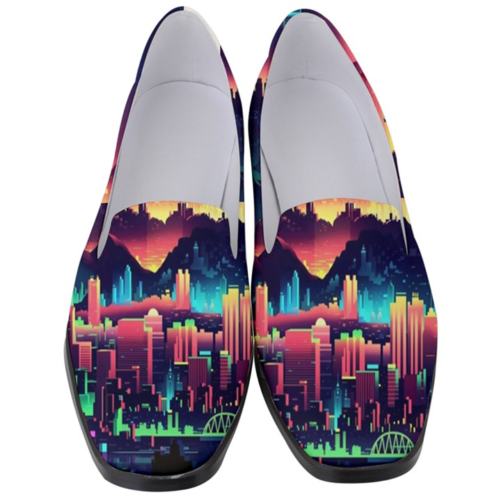 Cityscape Building Painting 3d City Illustration Women s Classic Loafer Heels