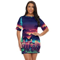 Cityscape Building Painting 3d City Illustration Just Threw It On Dress by danenraven