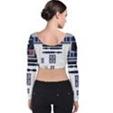 Robot R2d2 R2 D2 Pattern Velvet Long Sleeve Crop Top View2