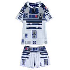 Robot R2d2 R2 D2 Pattern Kids  Swim Tee and Shorts Set