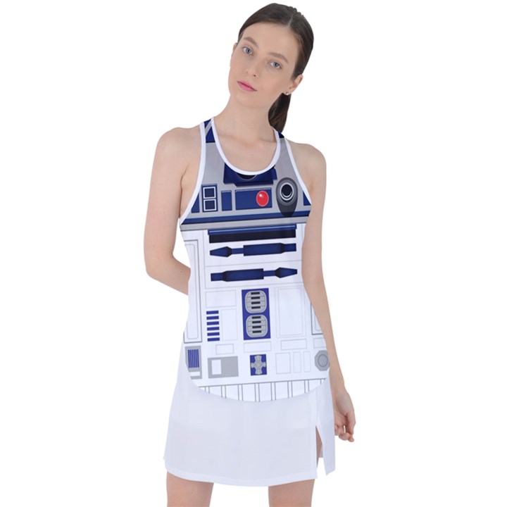 Robot R2d2 R2 D2 Pattern Racer Back Mesh Tank Top