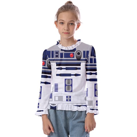 Robot R2d2 R2 D2 Pattern Kids  Frill Detail Tee by Jancukart